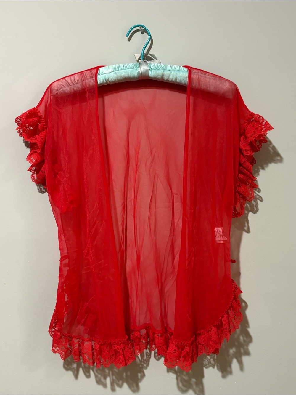 Sheer red lace robe cover up